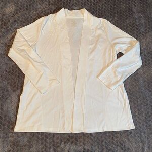 L.L. Bean White Open Front Cardigan